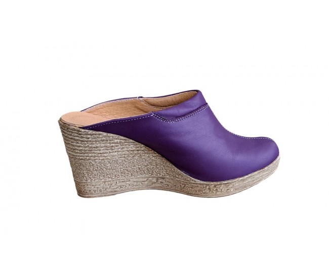 Oferta marimea 39, 41- Saboti dama rosii din piele naturala, platforme de 7 cm - LTEA19MOV