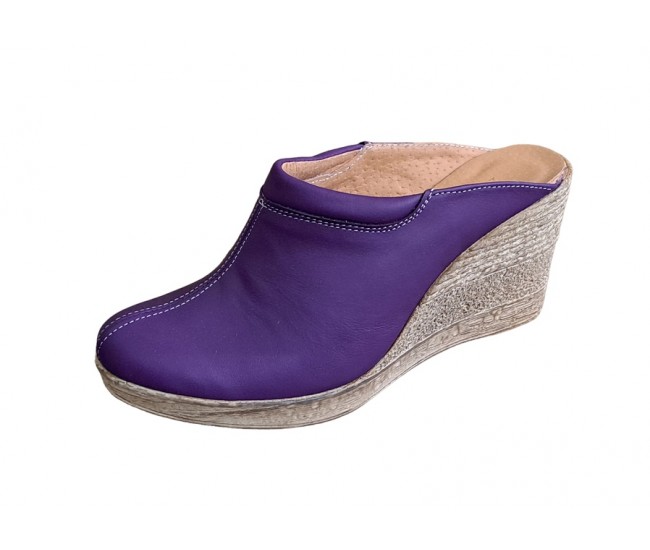 Oferta marimea 39, 41- Saboti dama rosii din piele naturala, platforme de 7 cm - LTEA19MOV