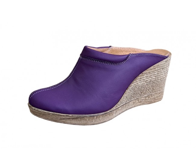 Oferta marimea 39, 41- Saboti dama rosii din piele naturala, platforme de 7 cm - LTEA19MOV