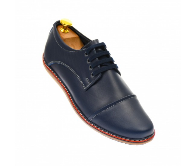 OFERTA MARIMEA  39,  41,  42,  44   - Pantofi barbati casual, din piele naturala, bleumarin  - LTENBOX338BL