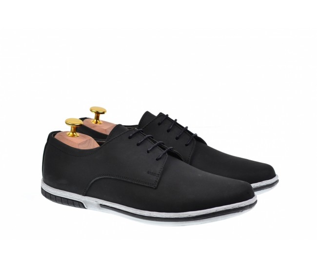 OFERTA MARIMEA  40,   - Tenisi barbati sport din piele naturala neagra LTENBUFNC