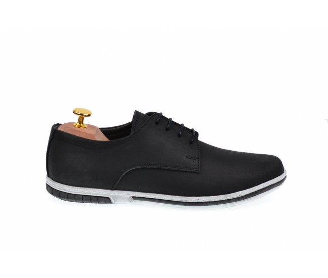 OFERTA MARIMEA  40,   - Tenisi barbati sport din piele naturala neagra LTENBUFNC