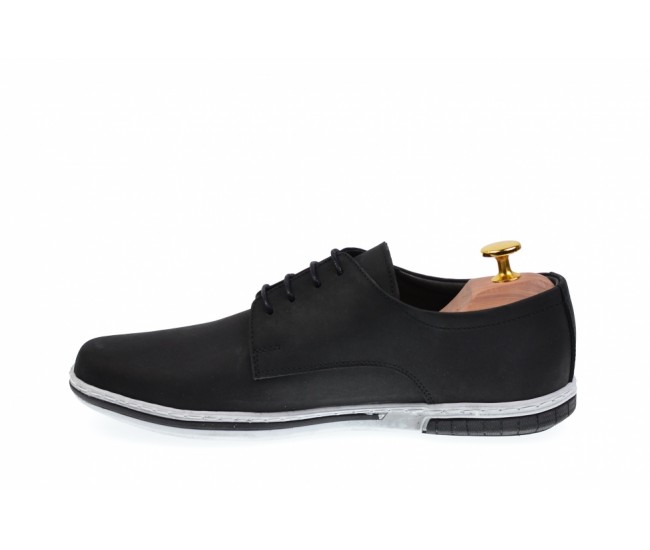OFERTA MARIMEA  40,   - Tenisi barbati sport din piele naturala neagra LTENBUFNC