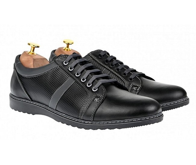 OFERTA MARIMEA 39, 41 - Pantofi barbati, casual, sport, din piele naturala, negru - LTENMARIONEGRU