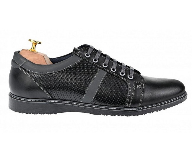 OFERTA MARIMEA 39, 41 - Pantofi barbati, casual, sport, din piele naturala, negru - LTENMARIONEGRU