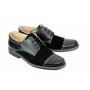 Pantofi barbati casual din piele naturala combinata, Negru, LUX75R