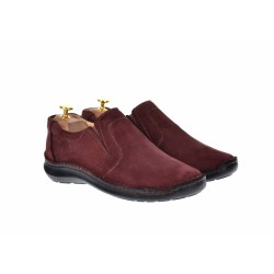 Marimea 41, Pantofi barbati casual, cu elastic, din piele naturala, intoarsa, BORDO, LVIC2350VIS