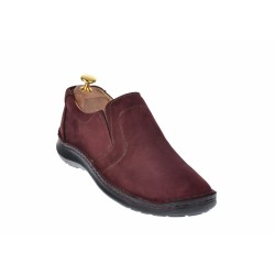Marimea 41, Pantofi barbati casual, cu elastic, din piele naturala, intoarsa, BORDO, LVIC2350VIS