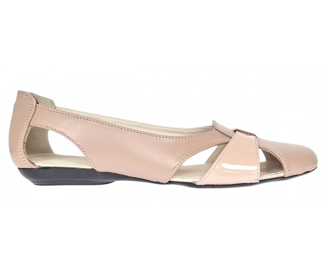 Oferta marimea 37 Balerini dama decupati din piele naturala Bej LZENABEJLAC