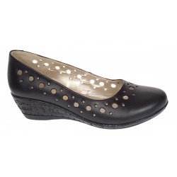 Pantofi dama, casual, din piele naturala negru box, cu platforma de 5 cm - MALTAN