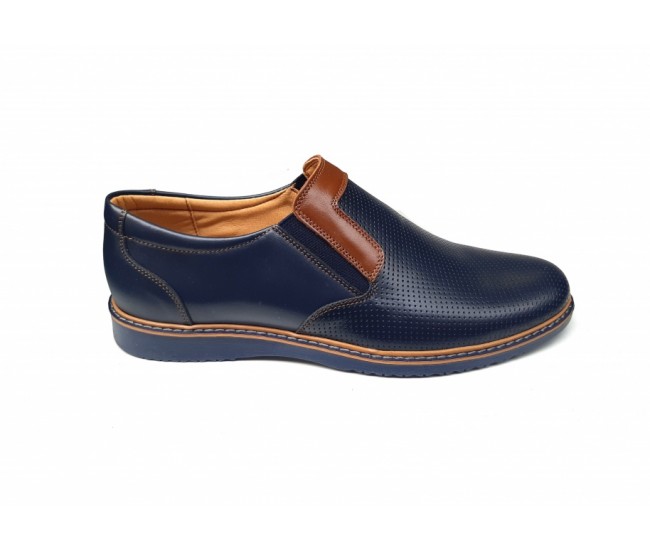 Pantofi barbati casual, din piele naturala, bleumarin, CIUCALETI SHOES - MARIOEBLUE