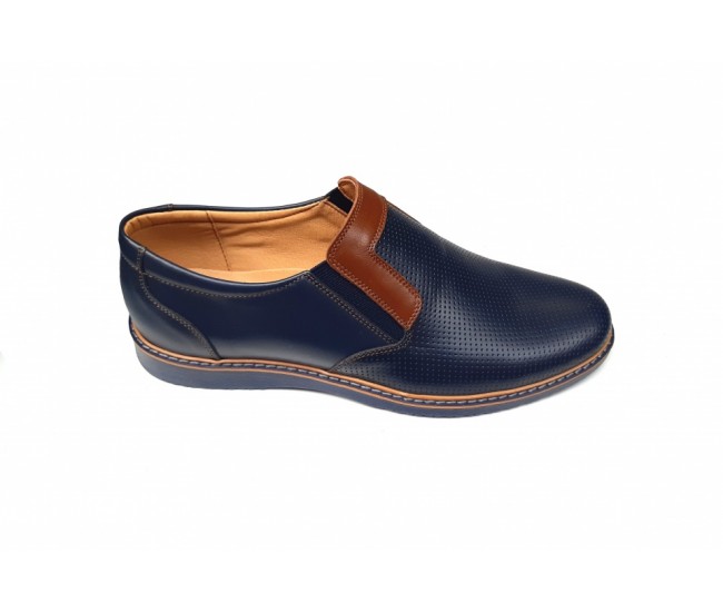 Pantofi barbati casual, din piele naturala, bleumarin, CIUCALETI SHOES - MARIOEBLUE