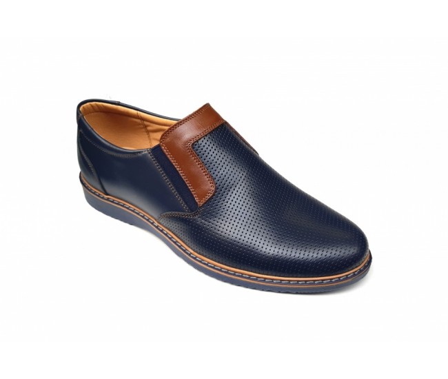 Pantofi barbati casual, din piele naturala, bleumarin, CIUCALETI SHOES - MARIOEBLUE