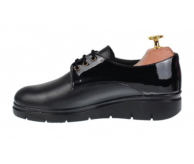 Pantofi dama casual din piele naturala Box cu Lac - Model Negru MIONBOXLAC