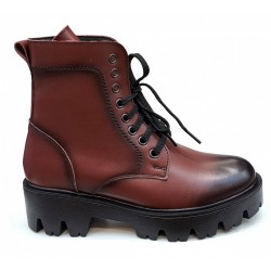 Bocanci dama imblaniti din piele naturala, Bordo Miruna Vis