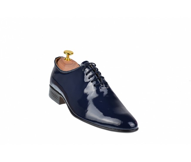 Pantofi barbati office, eleganti din piele naturala, bleumarin lac, ENZO - MOD1BLMLAC