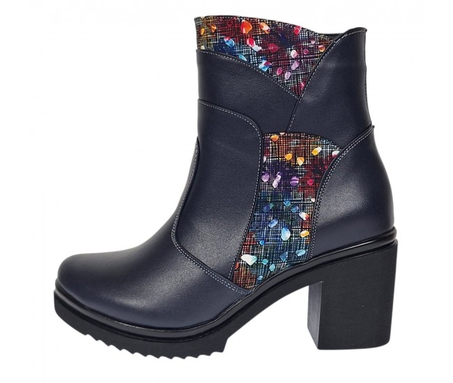 Ghete dama din piele naturala imblanite Bleumarin Amyra MV47BLCOL