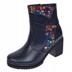 Ghete dama din piele naturala imblanite Bleumarin Amyra MV47BLCOL