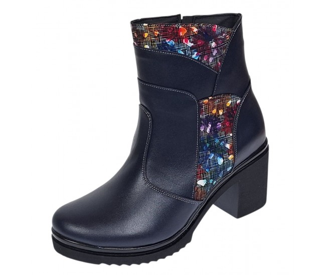 Ghete dama din piele naturala imblanite Bleumarin Amyra MV47BLCOL