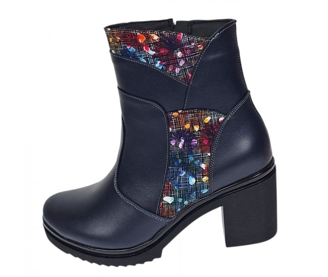 Ghete dama din piele naturala imblanite Bleumarin Amyra MV47BLCOL