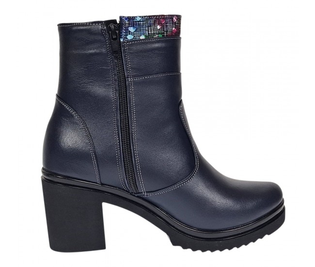 Ghete dama din piele naturala imblanite Bleumarin Amyra MV47BLCOL