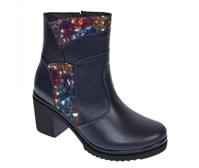 Ghete dama din piele naturala imblanite Bleumarin Amyra MV47BLCOL