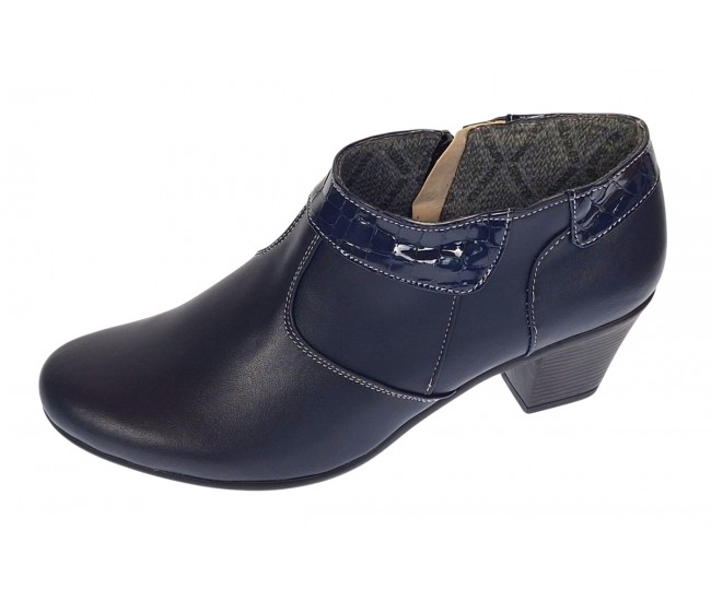 Botine dama din piele naturala cu fermoar MV4 Bleumarin BT