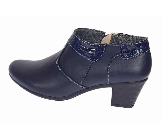 Botine dama din piele naturala cu fermoar MV4 Bleumarin BT