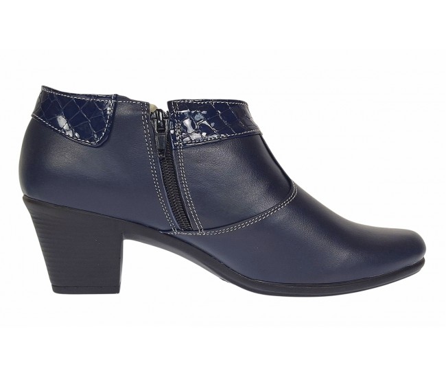 Botine dama din piele naturala cu fermoar MV4 Bleumarin BT
