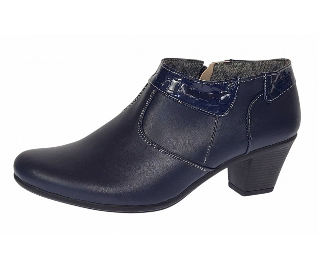 Botine dama din piele naturala cu fermoar MV4 Bleumarin BT