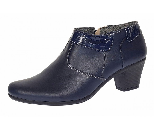 Botine dama din piele naturala cu fermoar MV4 Bleumarin BT