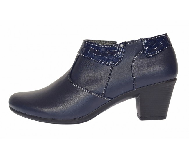Botine dama din piele naturala cu fermoar MV4 Bleumarin BT