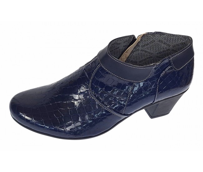 Botine dama din piele naturala cu fermoar MV4 Croco Bleumarin BT