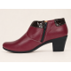 Botine damă grena din piele naturală, cu toc gros și inserții maro lăcuite – elegante și office MV4GRN