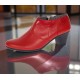 Botine damă grena din piele naturală, cu toc gros și inserții maro lăcuite – elegante și office MV4GRN
