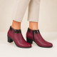 Botine damă negre din piele naturală, cu toc gros și inserții lăcuite – elegante și office MV4NBOX