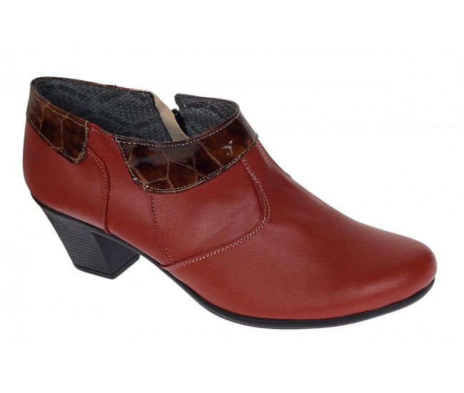 Botine dama din piele naturala portocaliu cu fermoar MV4PORT