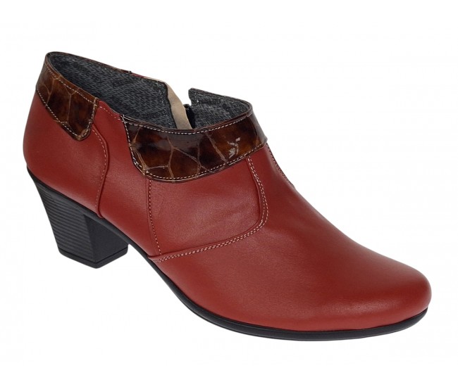 Botine dama din piele naturala portocaliu cu fermoar MV4PORT
