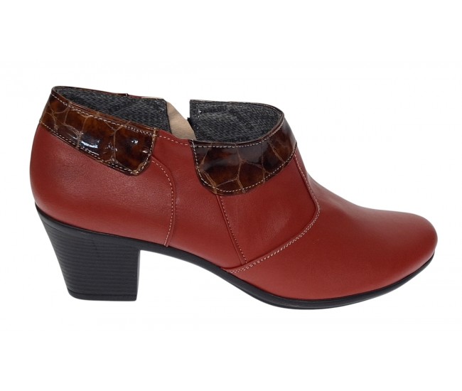 Botine dama din piele naturala portocaliu cu fermoar MV4PORT