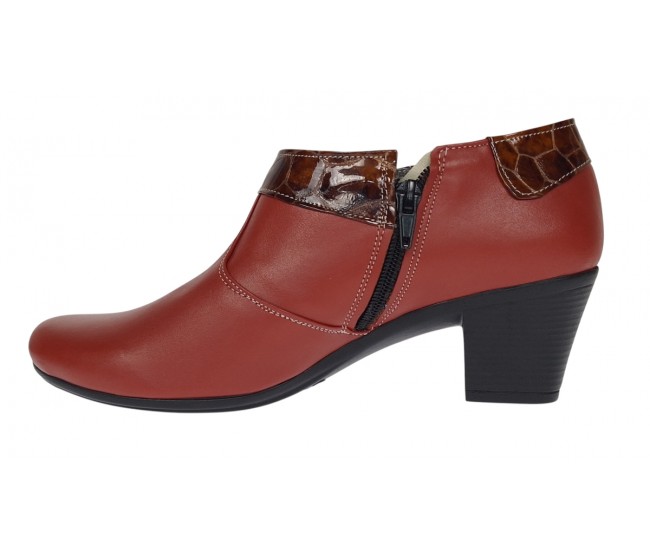 Botine dama din piele naturala portocaliu cu fermoar MV4PORT