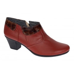 Botine dama din piele naturala portocaliu cu fermoar MV4PORT