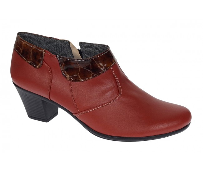 Botine dama din piele naturala portocaliu cu fermoar MV4PORT