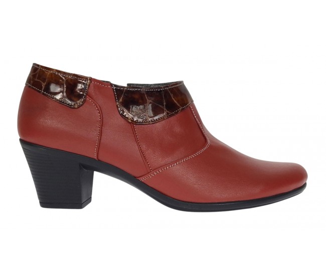 Botine dama din piele naturala portocaliu cu fermoar MV4PORT