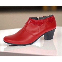 Botine dama din piele naturala cu fermoar Rosu MV4R