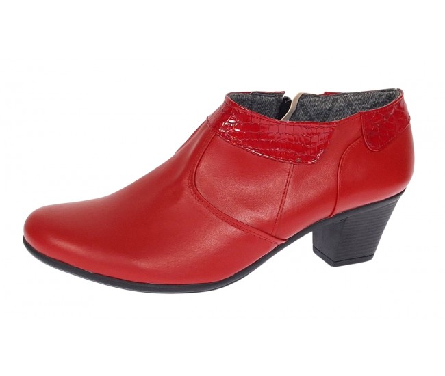 Botine dama din piele naturala cu fermoar Rosu MV4R
