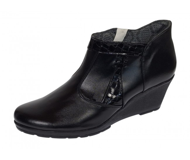 Botine dama din piele naturala cu fermoar culoare neagra Orto MV5NORT