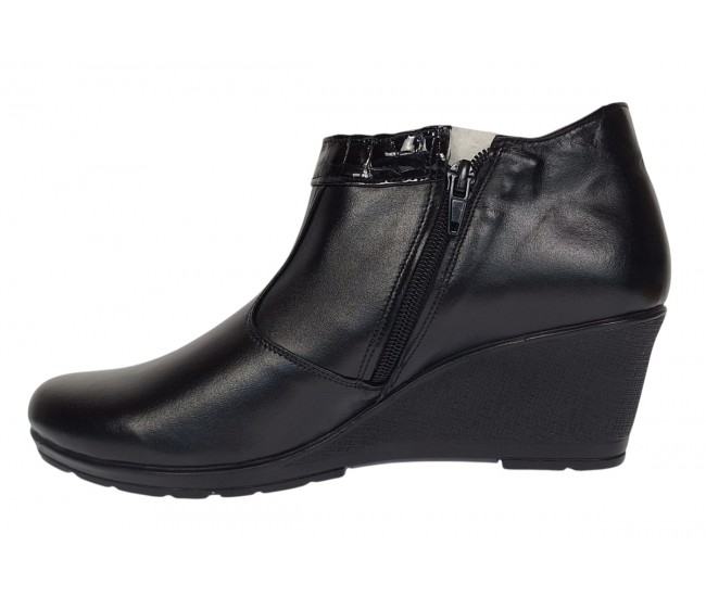 Botine dama din piele naturala cu fermoar culoare neagra Orto MV5NORT