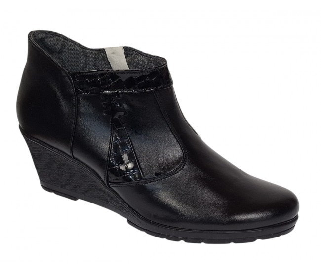 Botine dama din piele naturala cu fermoar culoare neagra Orto MV5NORT