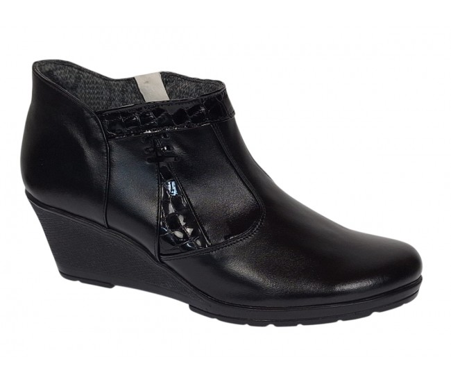 Botine dama din piele naturala cu fermoar culoare neagra Orto MV5NORT