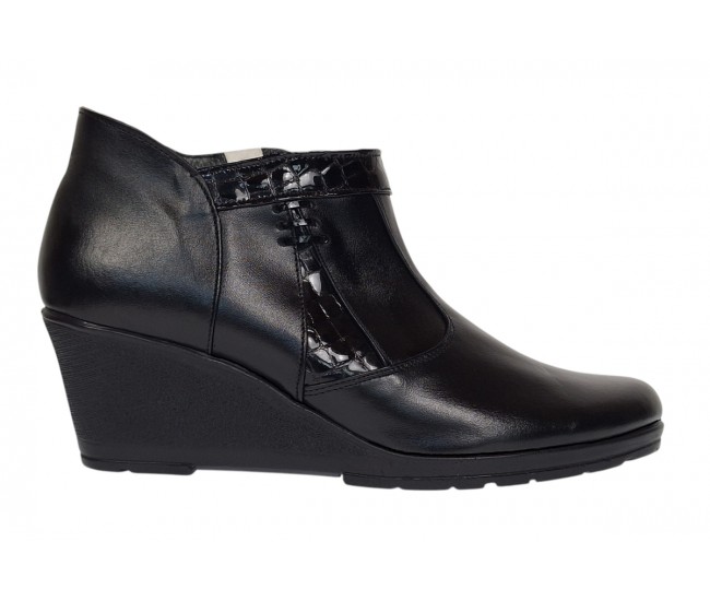 Botine dama din piele naturala cu fermoar culoare neagra Orto MV5NORT